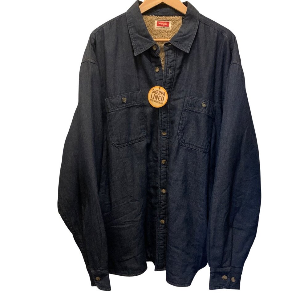 Wrangler Men's Sherpa-Lined Denim Shirt Jacket Button-Down Sz XL VTG‎ Old Stock